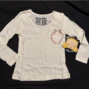 New Gwen Stefani Harajuku Lovers Cameo Frame Peach Glitter Logo Little Girl 2T